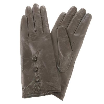 Dennis Basso Button Detail Leather Gloves QVC UK