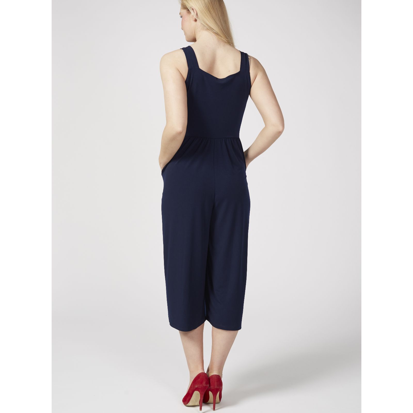 Outlet Kim & Co Brazil Jersey Sleeveless Gaucho Jumpsuit with Pockets