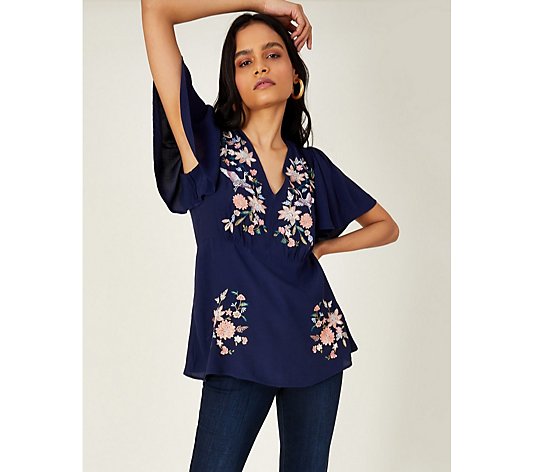 Monsoon Orion Emb  Floral Top