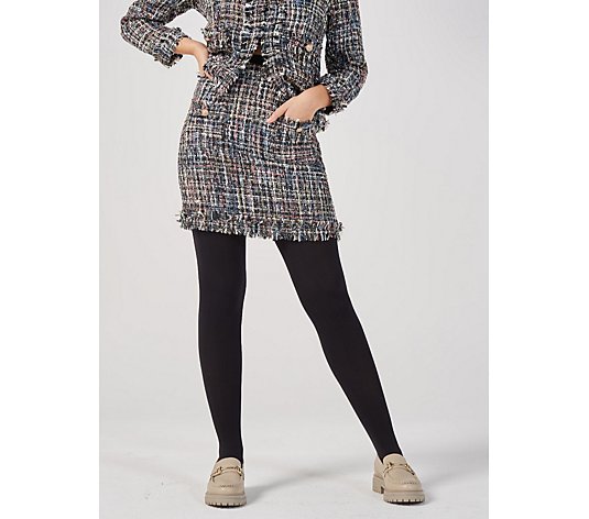 Crystal Kobe Tweed Knit Skirt with Button Detail