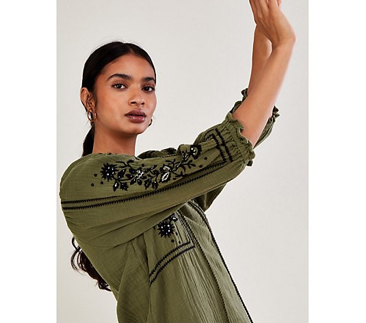 Monsoon Polly Emb Interest Smock Top