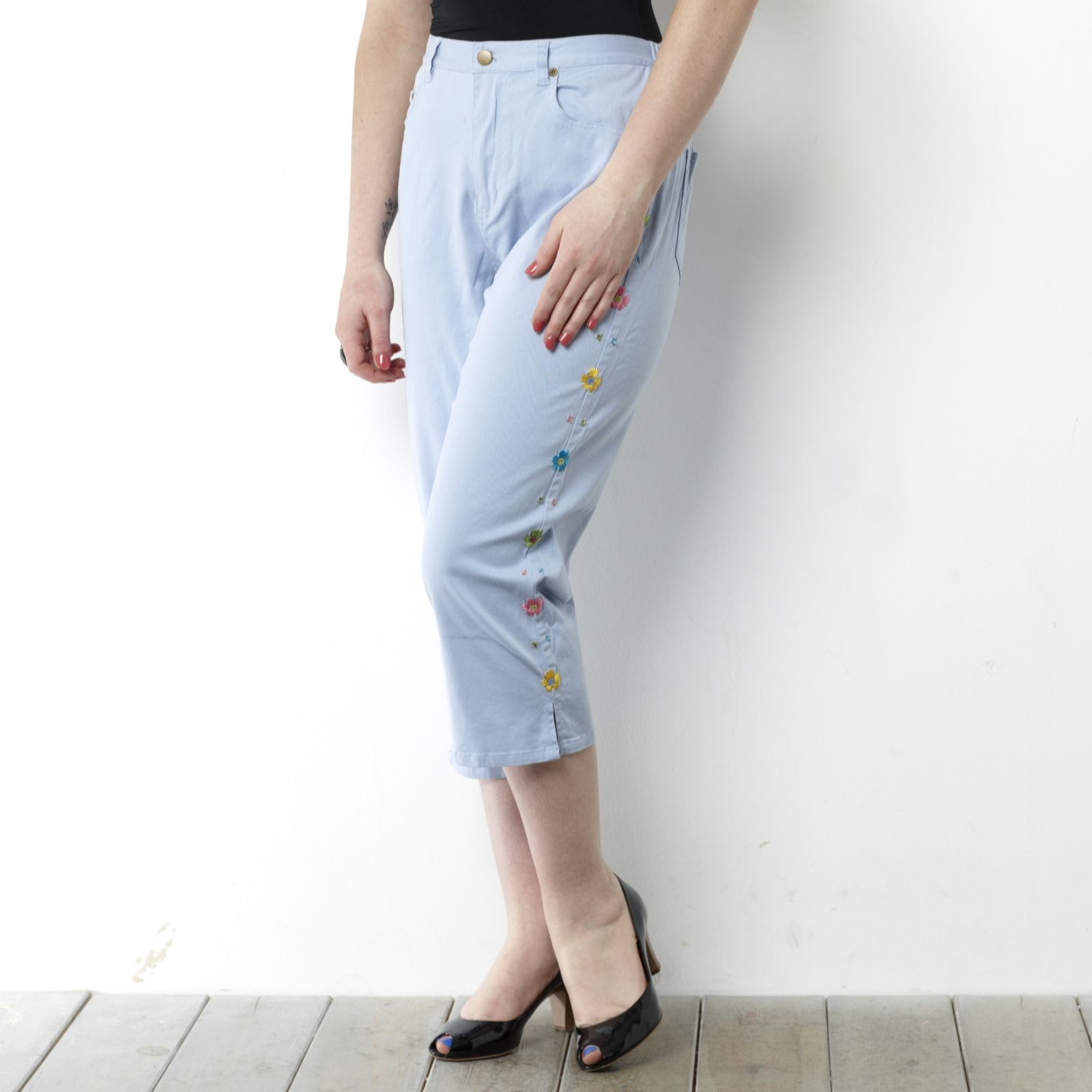 Quacker Factory Jeans With Embroidered Side Seam Qvc Uk