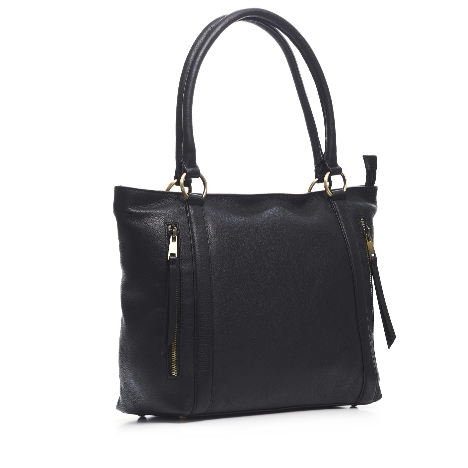 Outlet Amanda Lamb Leather Double Zip Shopper Bag - QVC UK