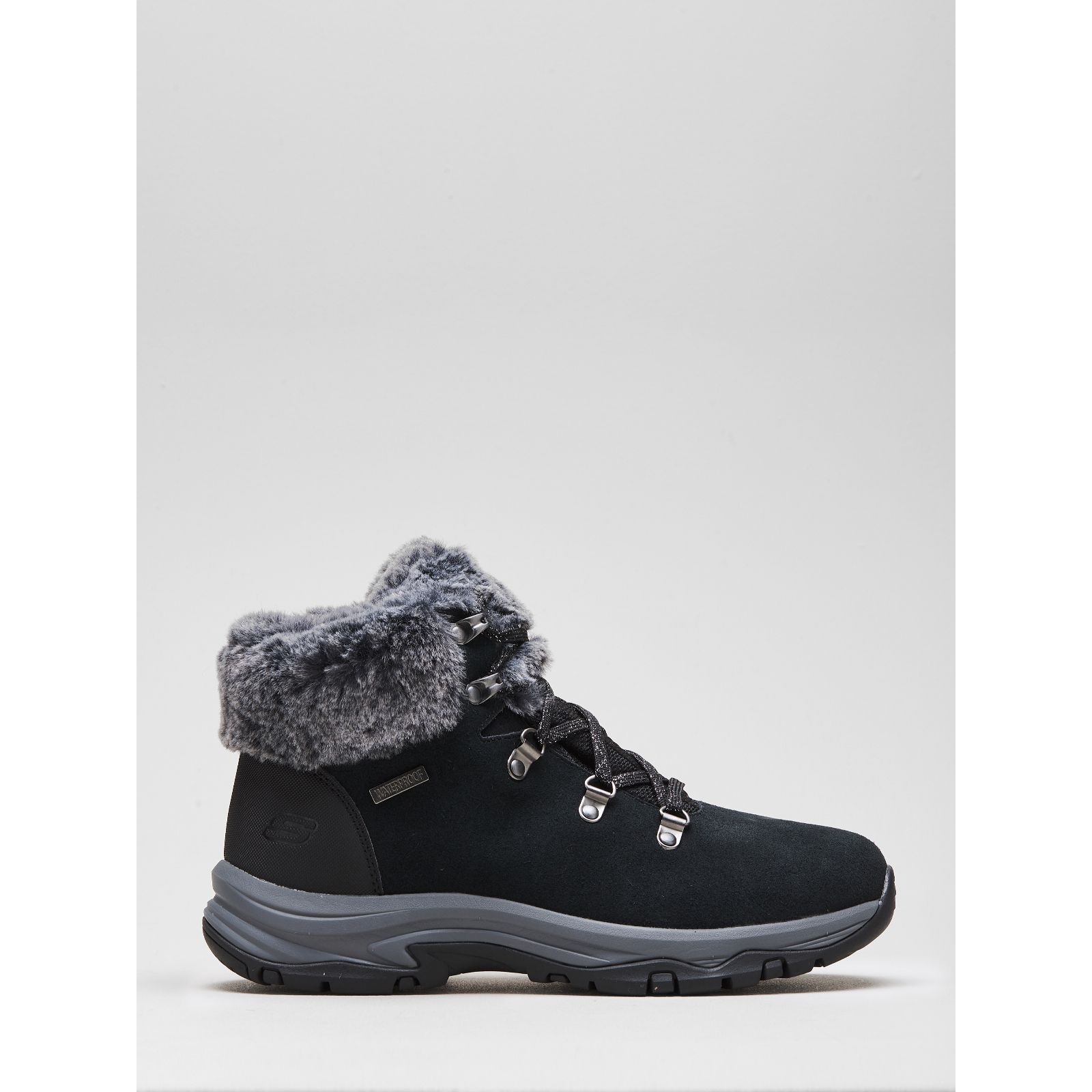 skechers grey lace up boots