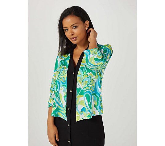 Kim & Co Printed Brazil Jersey 3/4 Sleeve Bolero Shirring