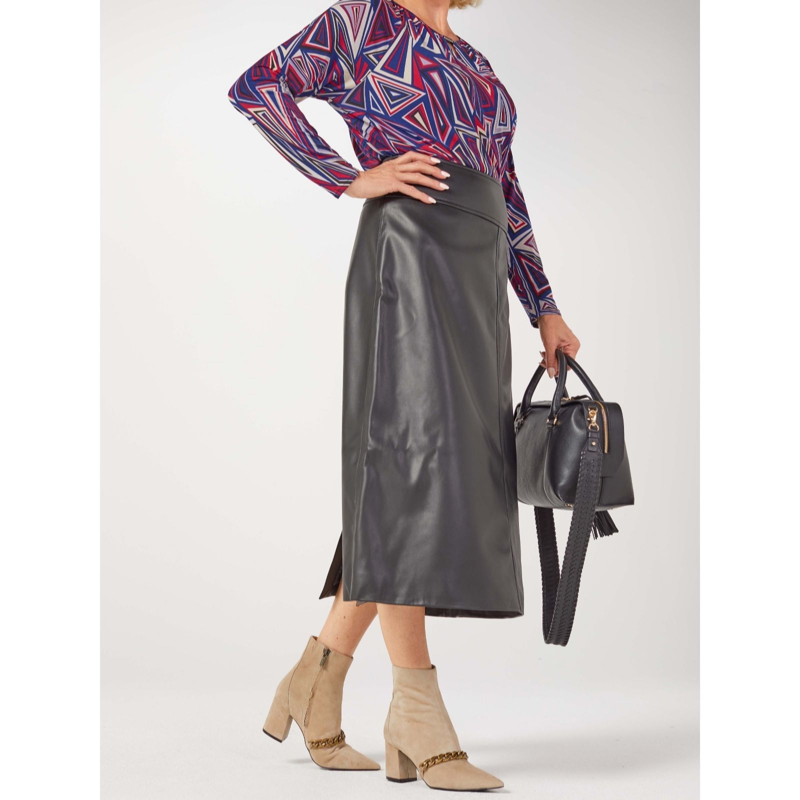 Green leather skirt outlet qvc