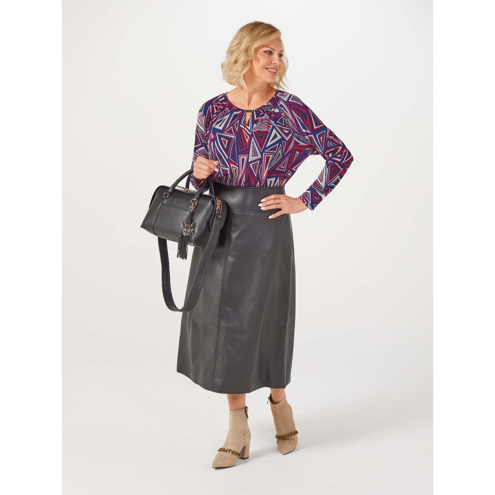 Faux leather shop pencil skirt qvc