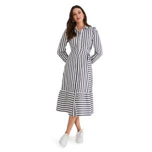 Phase Eight Stripe Midi Dress with Tiered Hem - 197116