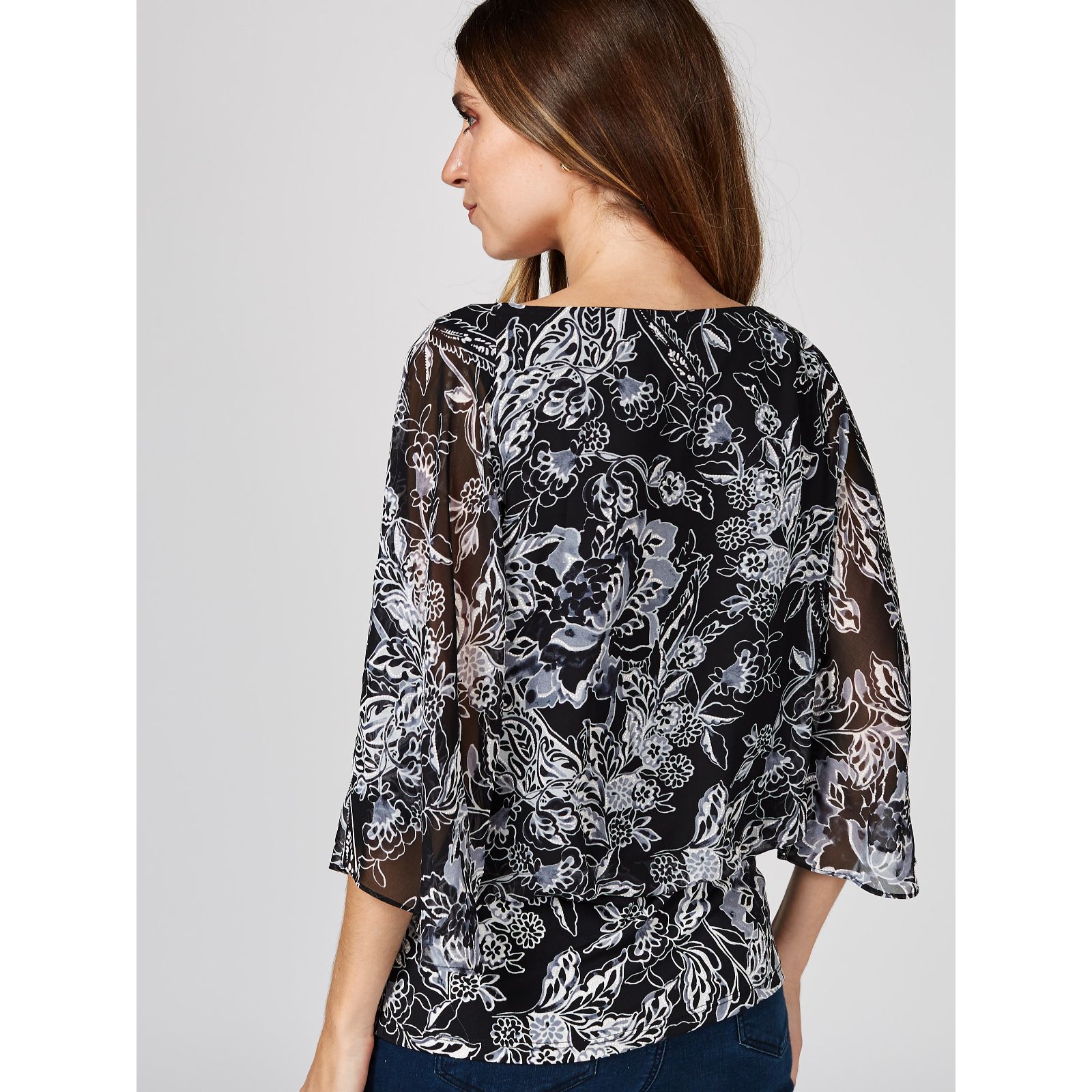 Outlet Coco Bianco Printed Chiffon Overlay Top - QVC UK