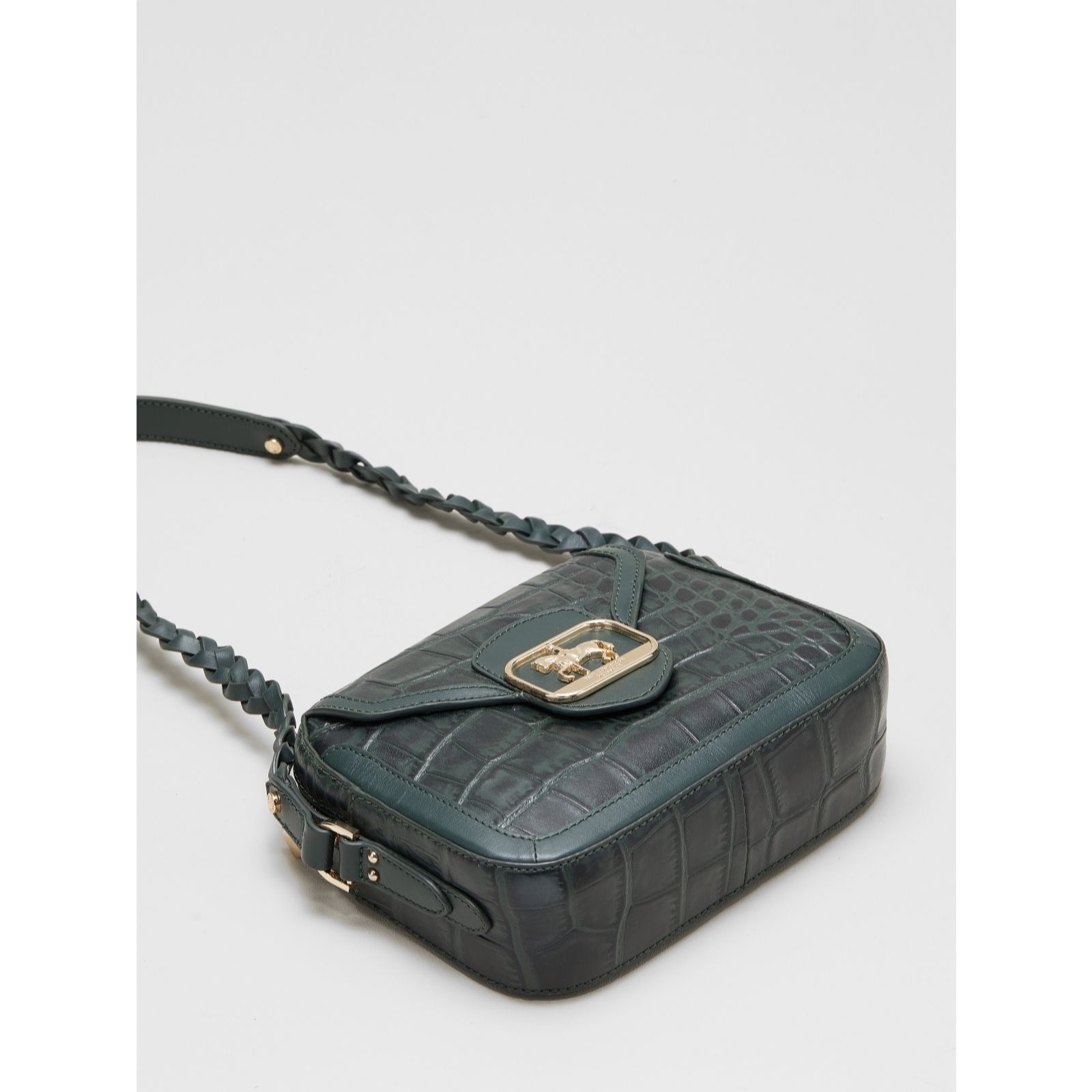 Outlet Paul Costelloe Bridle Leather Croc Zip Top Crossbody Bag QVC UK