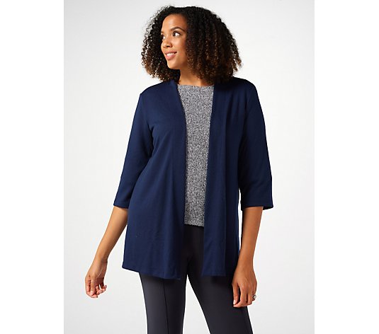 Kim & Co Soft Touch 3/4 Sleeve Dip Back Cardigan