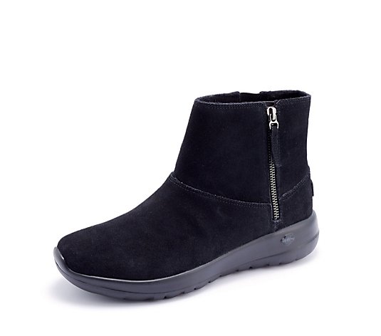 Skechers Suede Zip Ankle Boot with Faux Fur