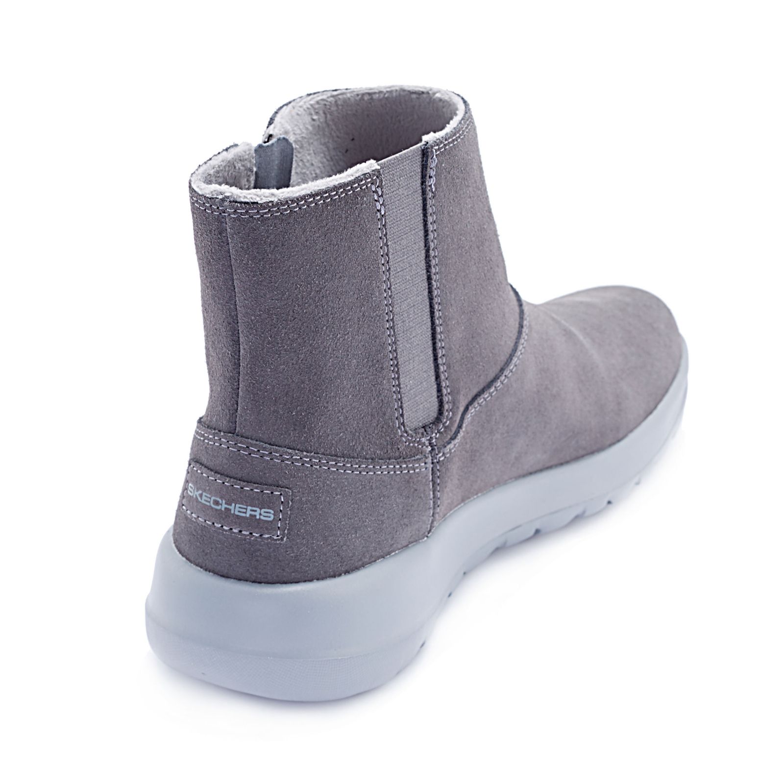 skechers suede zip ankle boot with faux fur