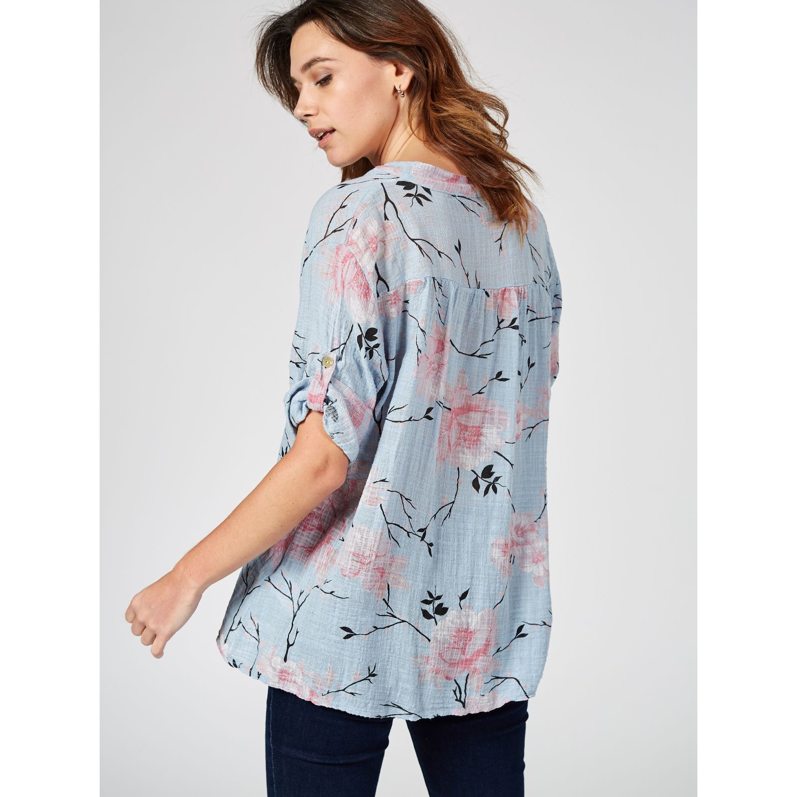 Outlet Lucca Vanucci Printed Elbow Length Shirt - QVC UK