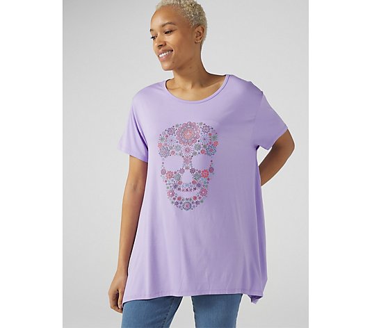 Frank Usher Embellished Floral Skull T-Shirt