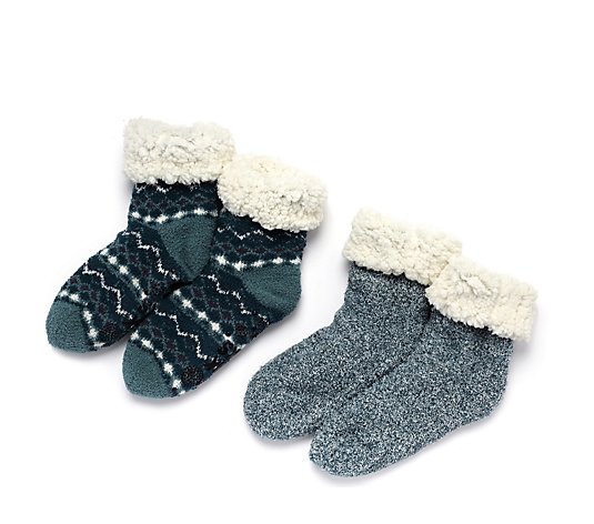 Muk Luks set of 2 Cabin Sock Infused with Shea Butter