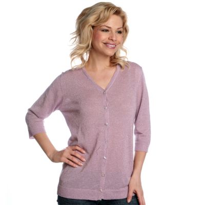 Metallic Sparkle 3 4 Sleeve Cardigan by Michele Hope QVC UK