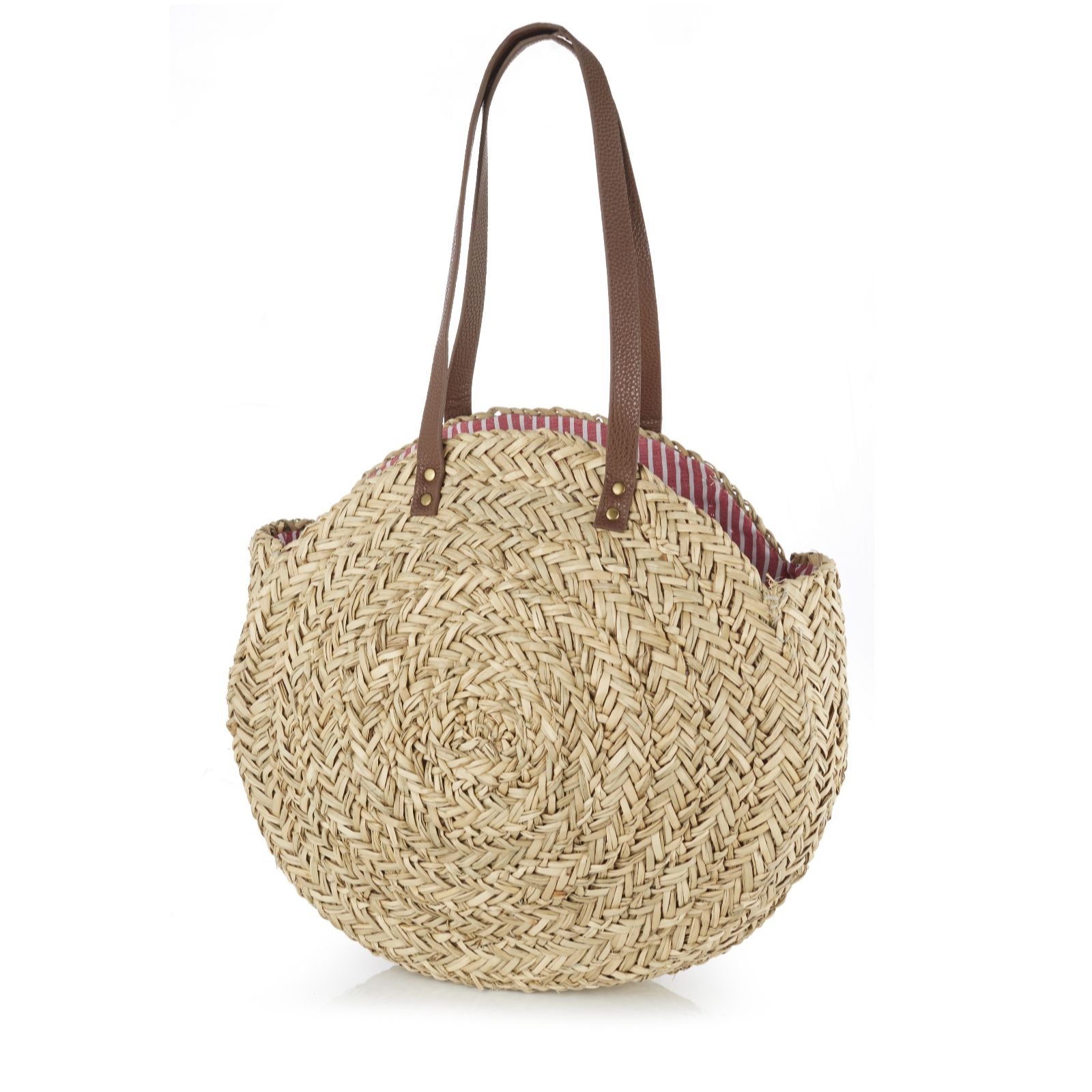 South Beach Exclusive large round straw bag