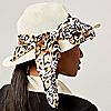 Badgley Mischka Straw Fedora Hat with Removable Scarves