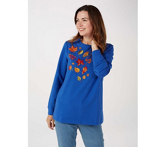 Quacker Factory Fall Flair Embellished French Terry Top