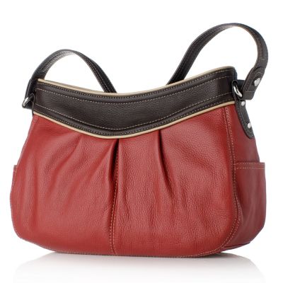 Tignanello Colourblock Pebble Leather Shoulder Bag QVC UK