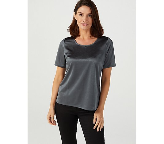 Ruth Langsford Short Sleeve Scoop Neck Satin Stretch Top