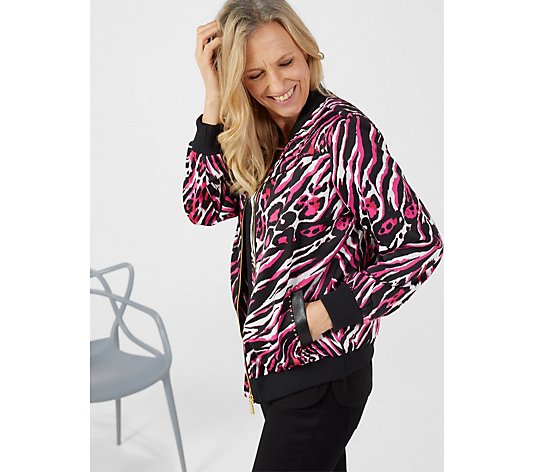 JM Fashion by Julien Macdonald Printed Bomber Jacket with Quilting Detail