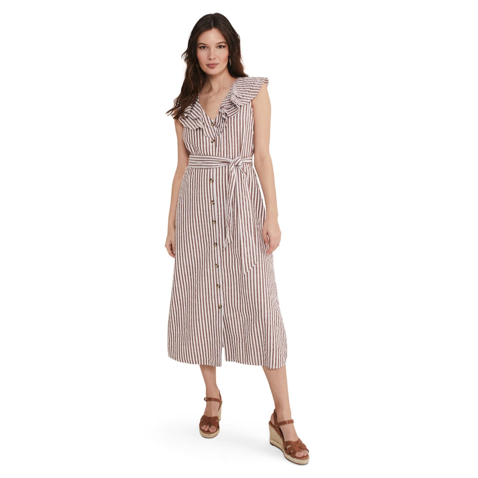 Oasis stripe clearance button midi dress