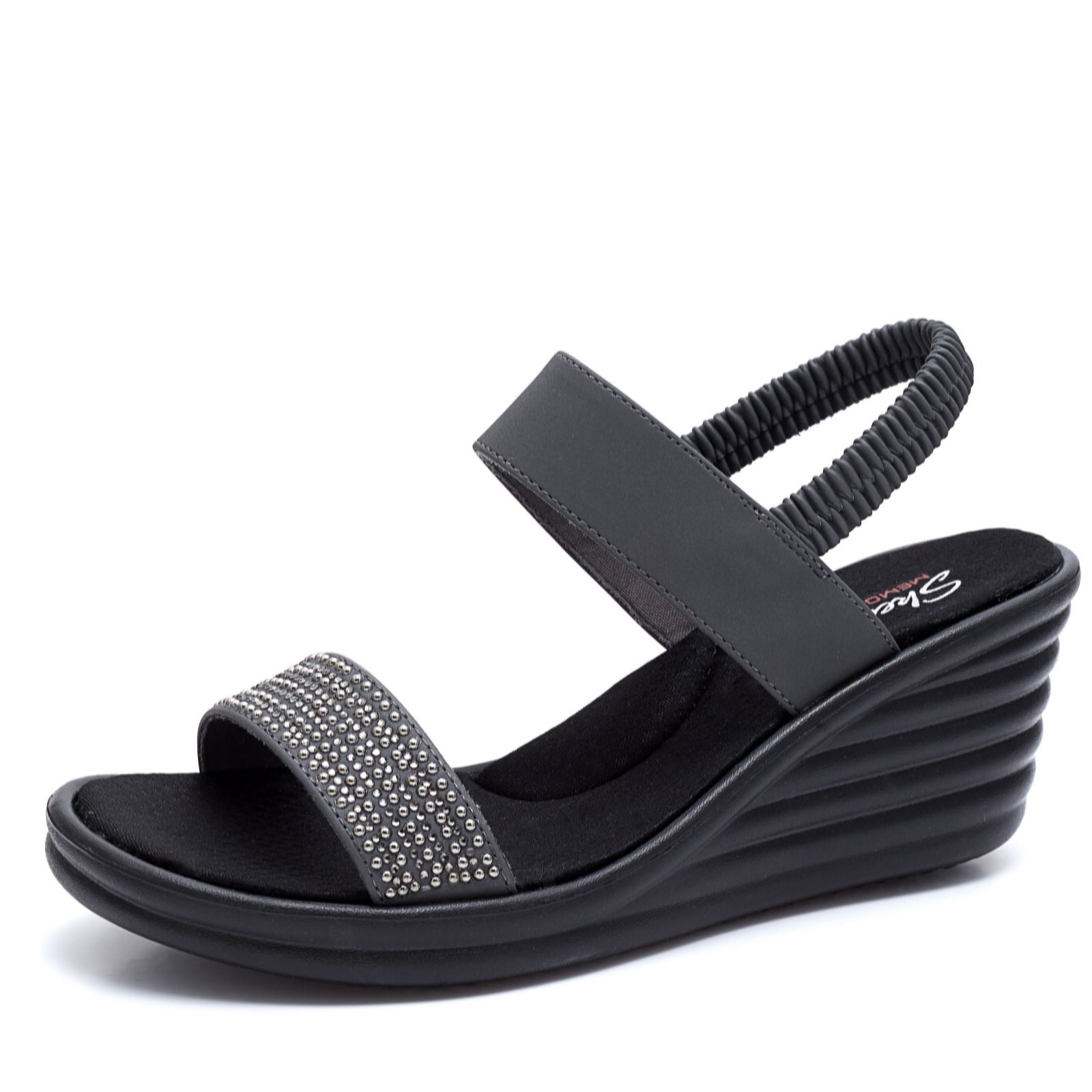 skechers cali beaded slip on wedge