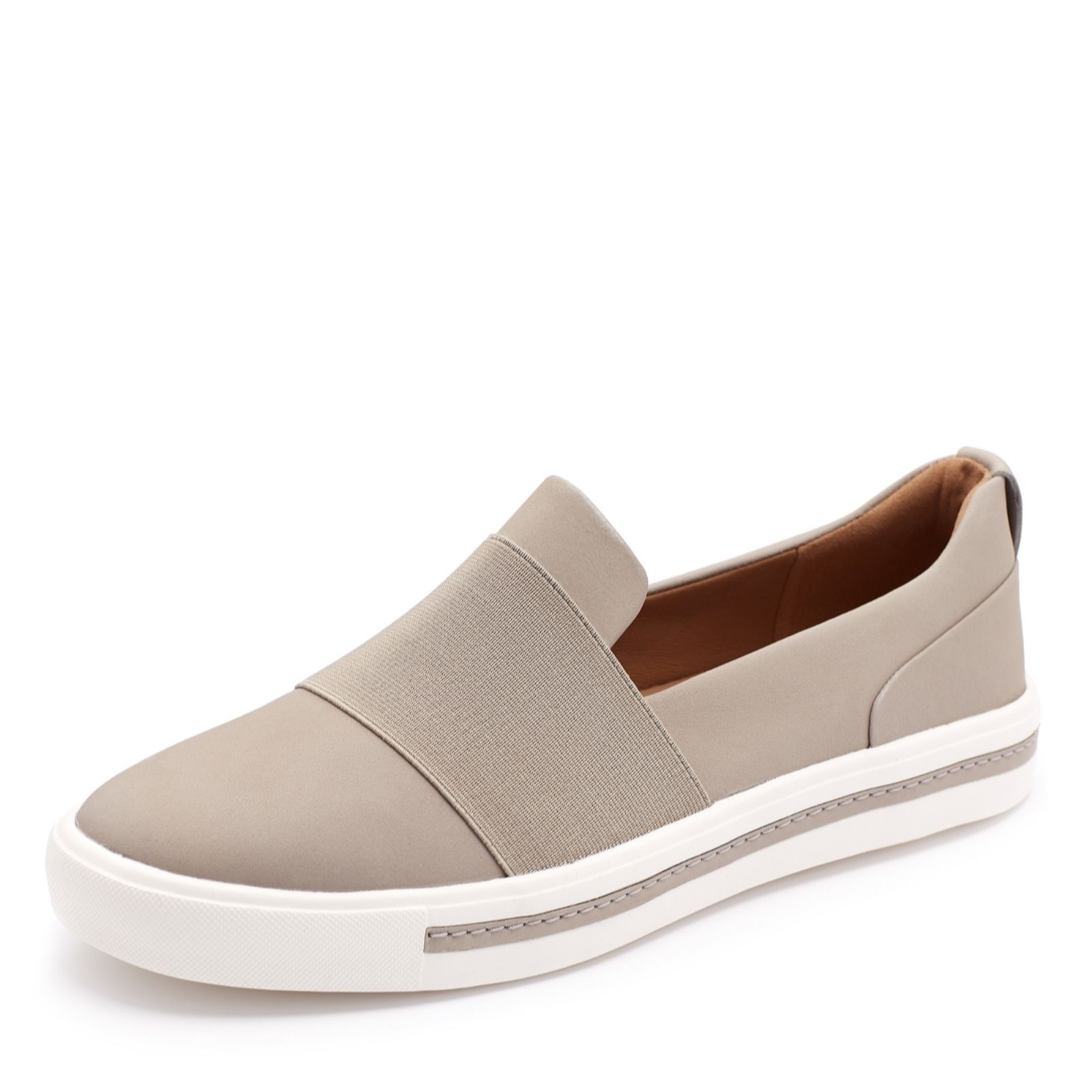 clarks slip on trainers