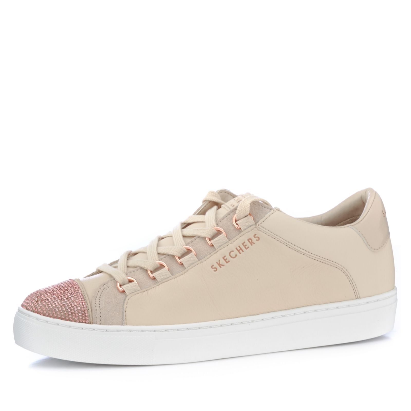 skechers street suede and sparkle lace up trainer
