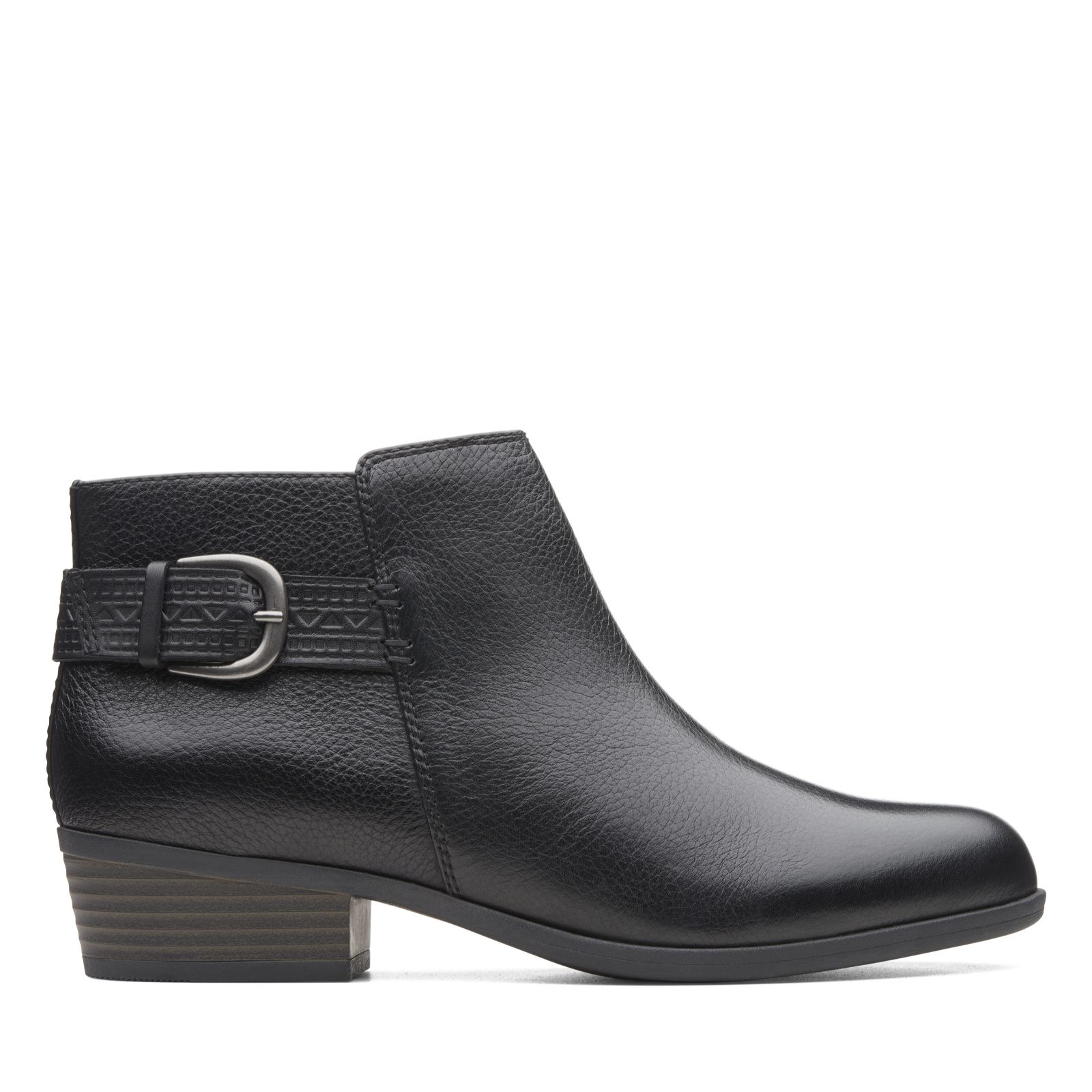 Clarks Addiy Kara Leather Ankle Boot with Buckle Detail Standard Fit ...