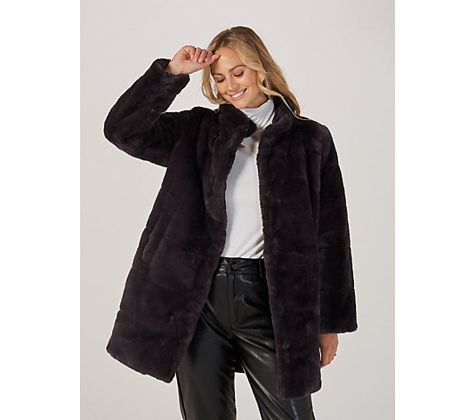 Centigrade Long Line Faux Fur Coat