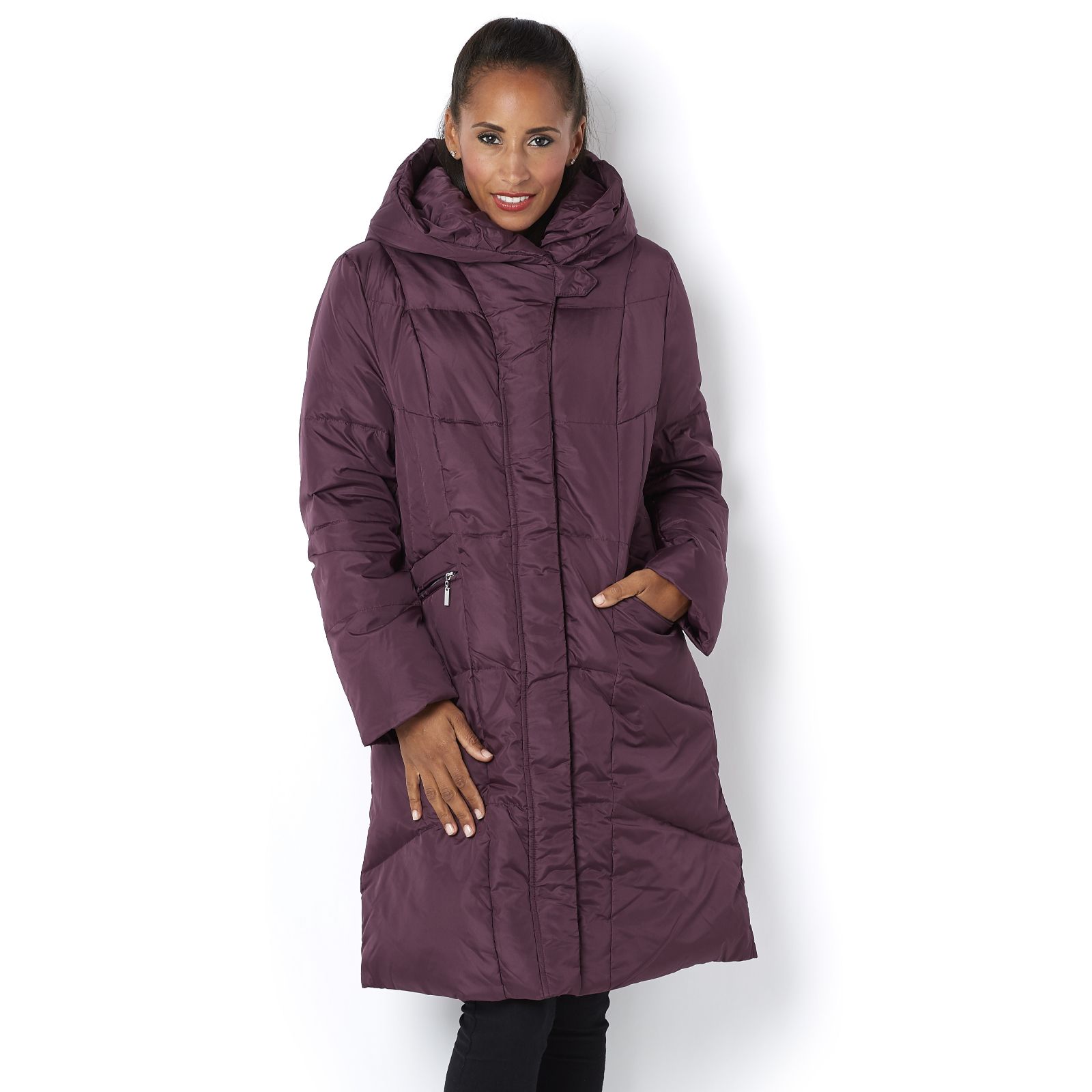 Centigrade Machine Washable Feather Down Hooded Coat QVC UK