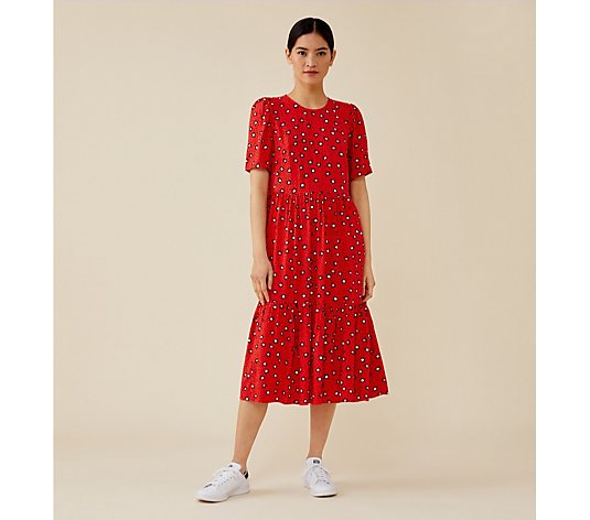 Finery Kira Multi Spot Print Tiered Midi Dress Short
