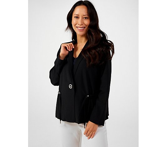 Wynne Layers Luxe Crepe Collarless Drawstring Grommet Jacket