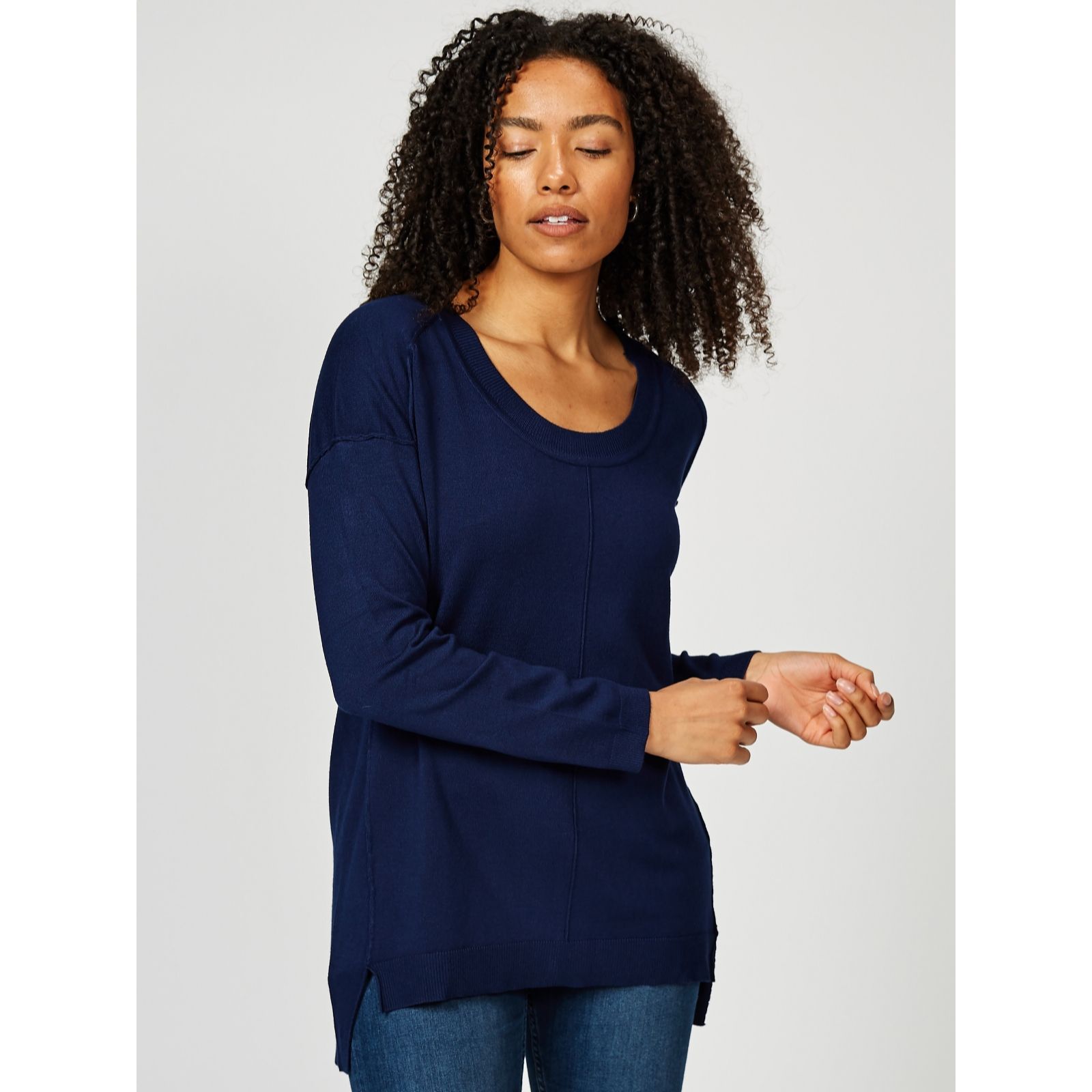 Outlet Knitted Raw Edge Seam Tunic by Michele Hope - QVC UK