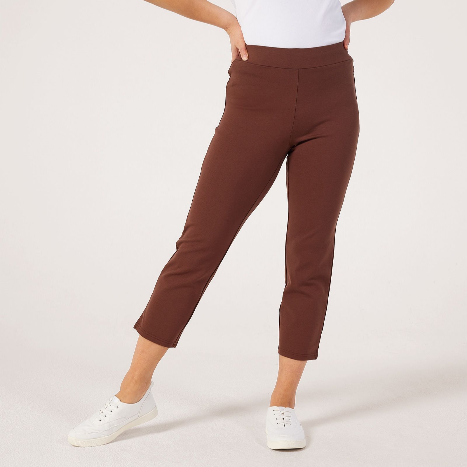 Denim & Co. Essentials Ponte Pull on Crop Trouser