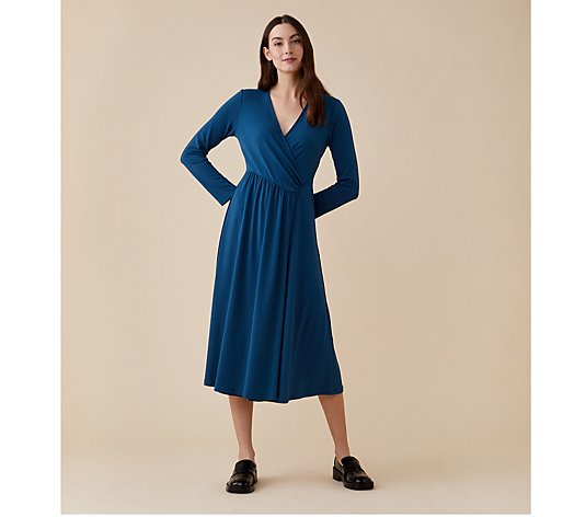 Finery Niamh Stretch Jersey Wrap Effect Midi Dress