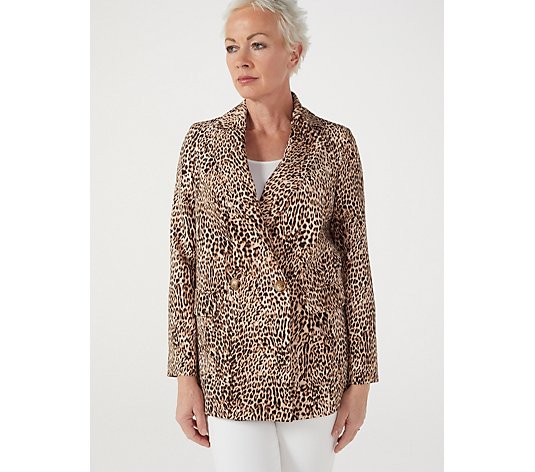Helene Berman Leopard Print Double Breasted Blazer