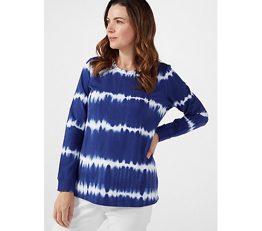 Denim & Co. Tie Dye French Terry Long Sleeve Top