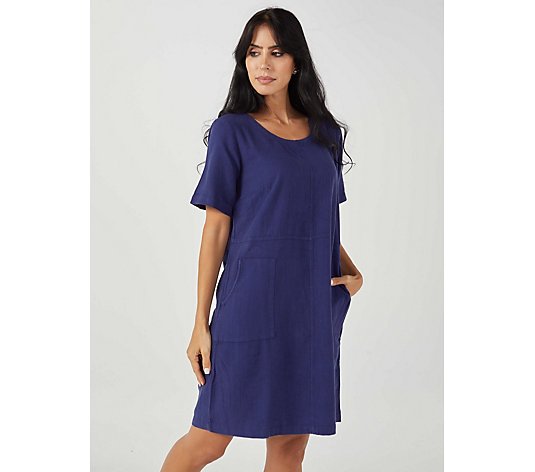 Denim & Co. Linen Blend Tee Dress with Pockets