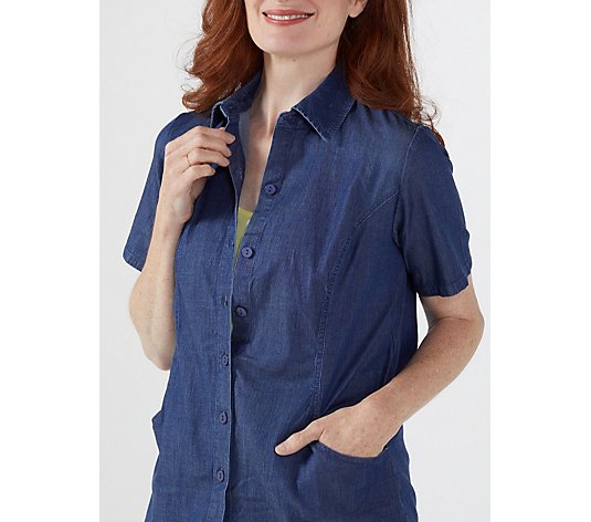 Denim & Co. Tencel Button Front Tunic With Pockets