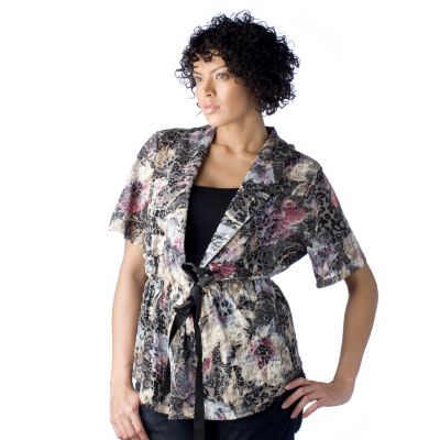 Aura Devore Tie Waist Cardigan by Michele Hope QVC UK