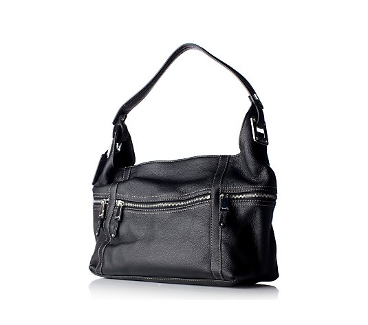 Tignanello Pebble Leather Hobo Bag with Zipper Pockets - QVC UK