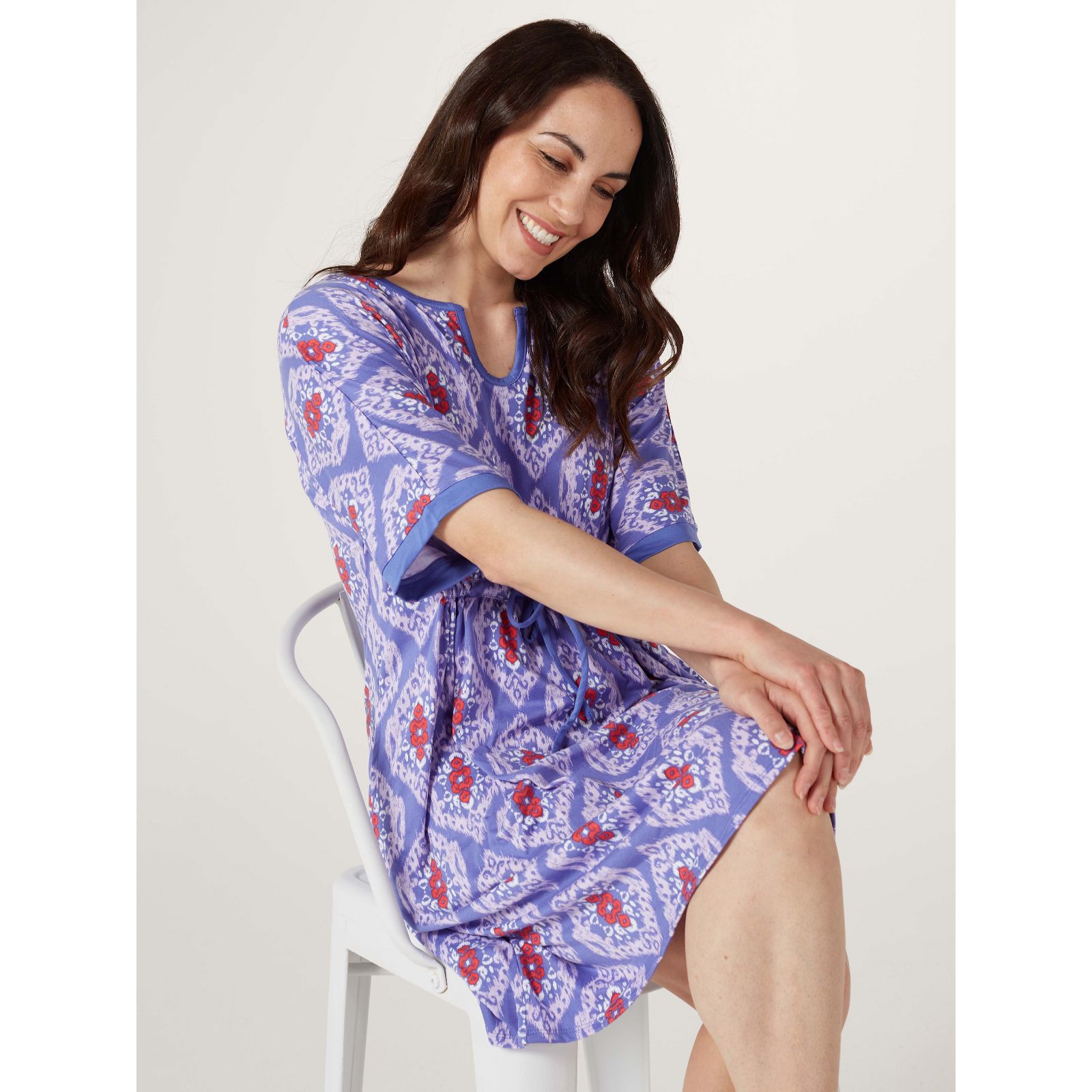 Carole Hochman Cooling Tie Front Kaftan Petite - QVC UK