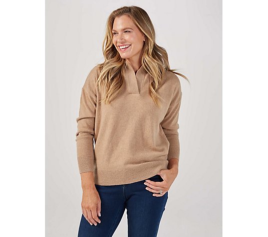 Out Of Office Knitted Cashmere Blend Slouchy Polo Sweater