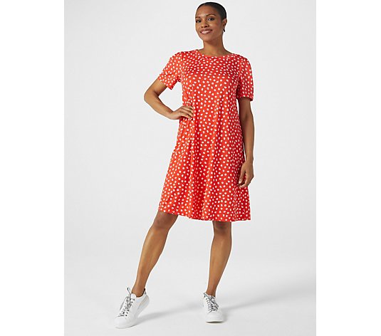 Kim & Co Printed Brazil Jersey Short Sleeve Swing Dress