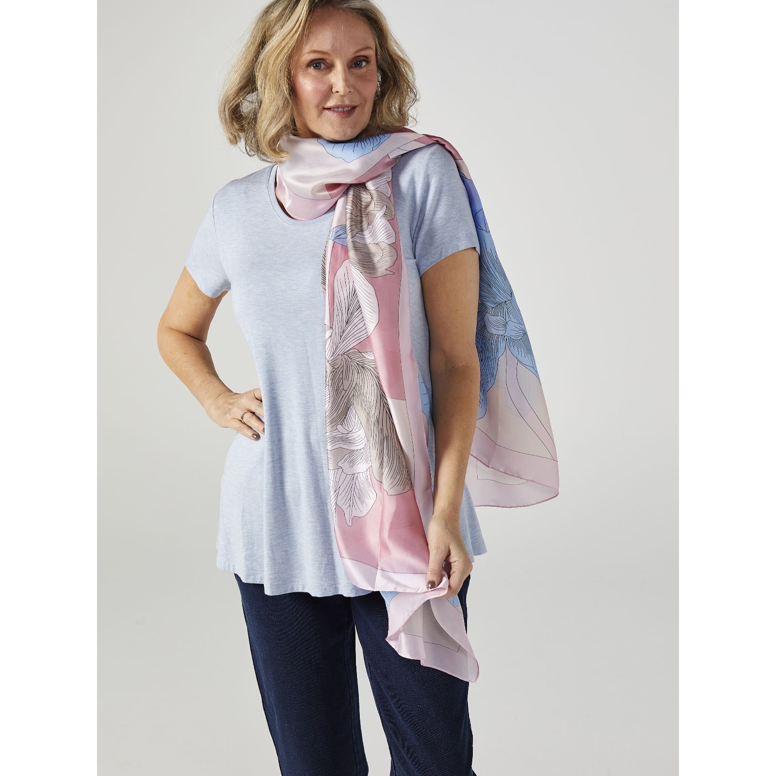 Frank Usher Graphic Floral Scarf - QVC UK