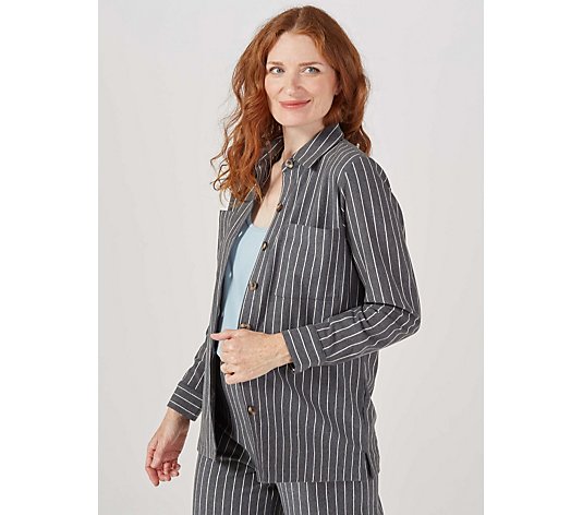 Out Of Office Chalk Pinstripe Shacket